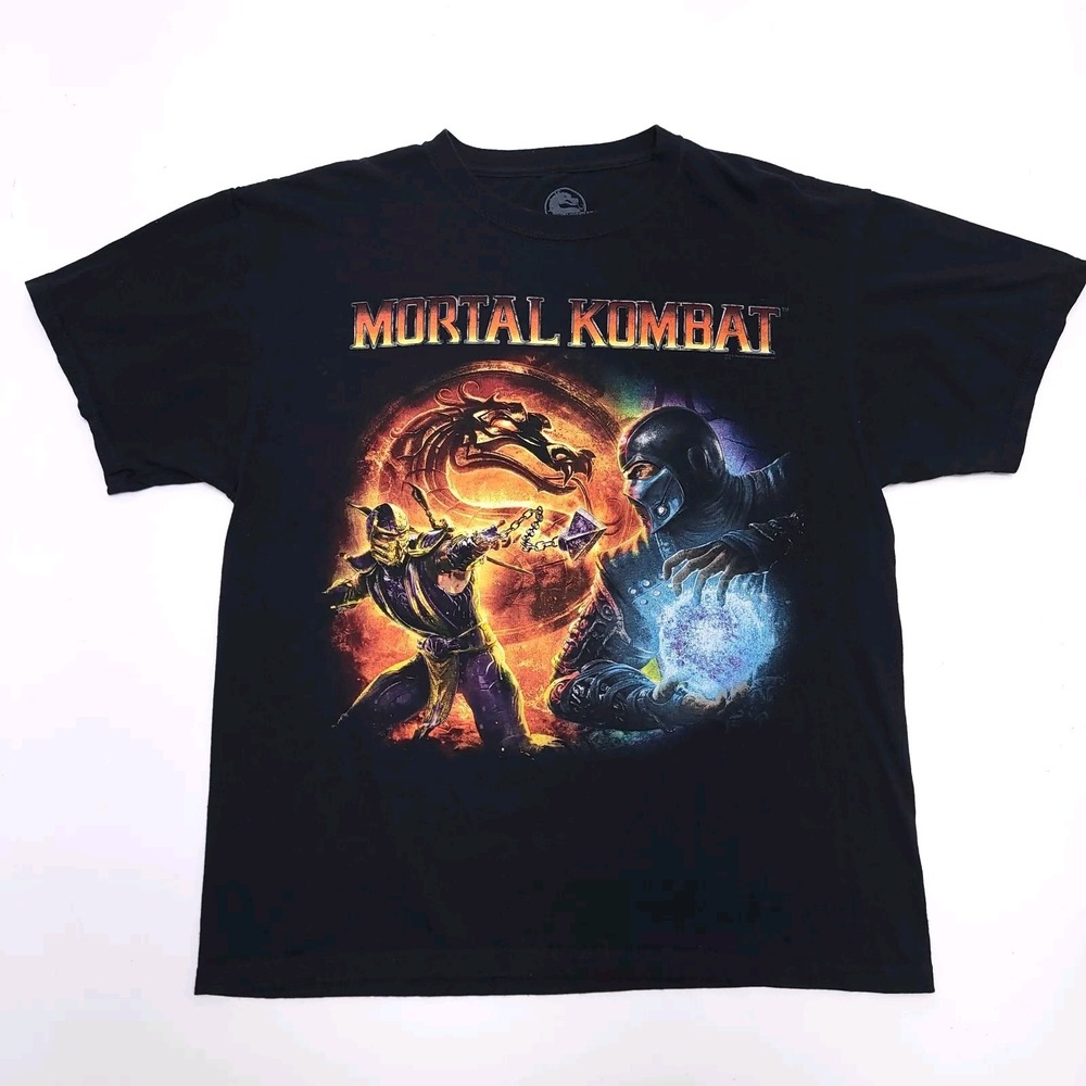 Mortal Kombat Dragon Logo Scorpion Sub Zero Promo Merch Gamer T-Shirt‎ Men's L